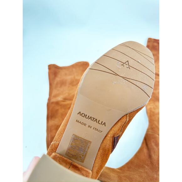 Aquatalia Barbera Rust Brown Suede Heeled Over The Knee Boots Size 6 - Picture 4 of 6